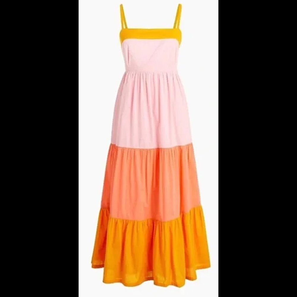 NWOT J. Crew Women's Reimagined Tiered Color Block Maxi Dress 2